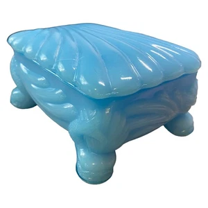 Muschel Schmuck Kommode Box Boyd Glas Cambridge Caprice 1993 Waterloo blau  - Bild 1 von 13