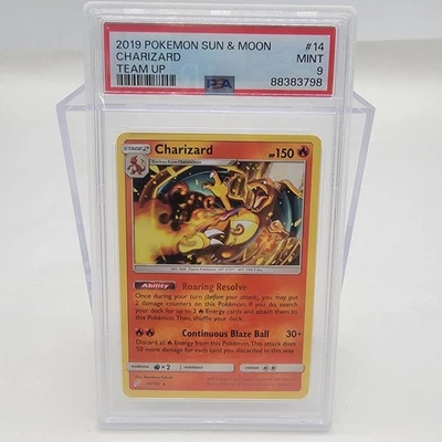 2019 Pokemon Sun & Moon Charizard Team Up Cosmos 14/181 PSA 9 - Image 1 of 3