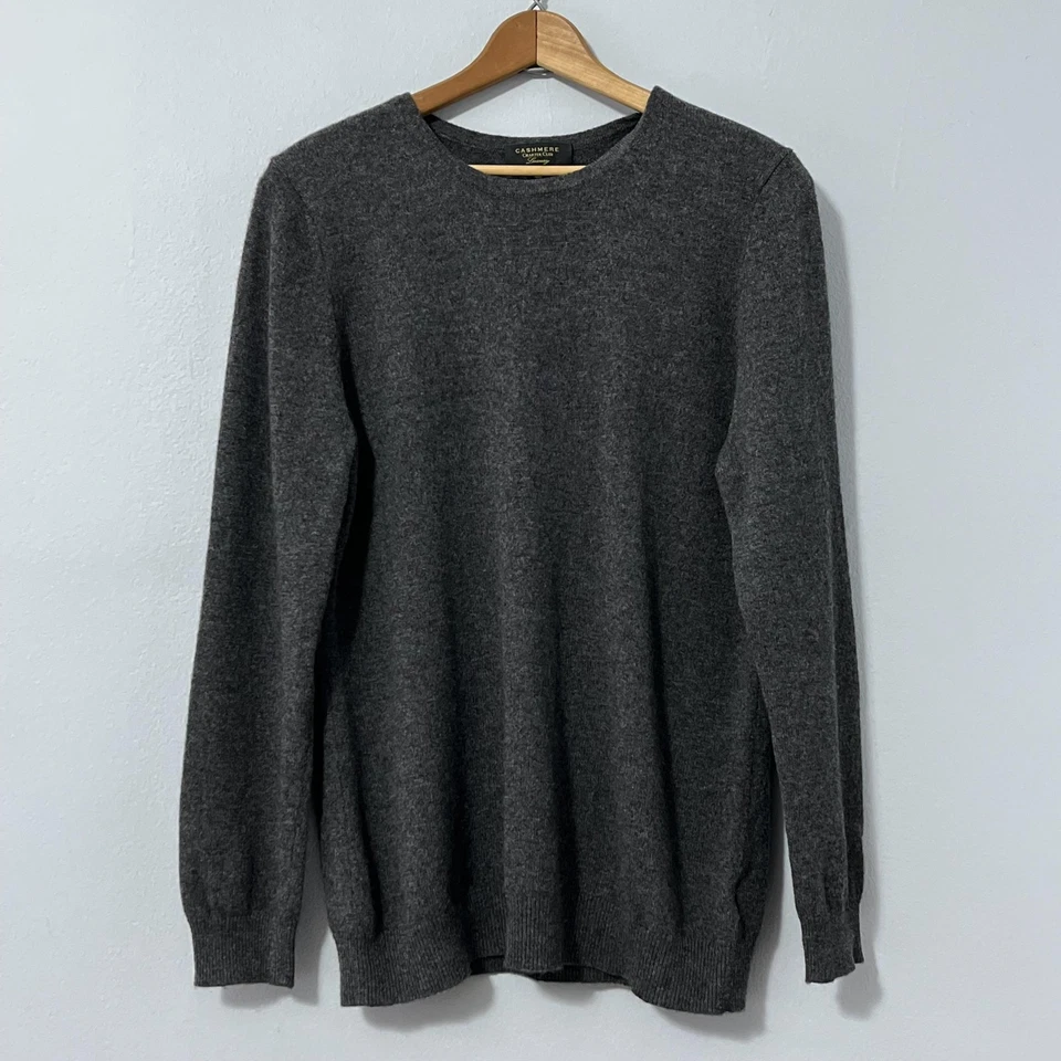 Suéter Charter Club Cashmere Mujer Grande Gris 100% Cachemira Cuello Redondo Pullover Foto 1 de 4