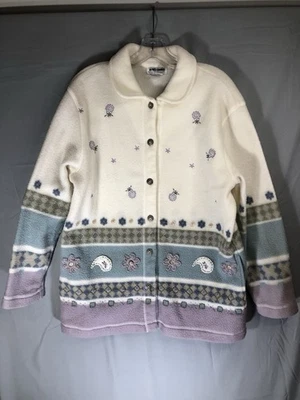 Vtg Alfred Dunner Womens Small Floral Vintage Fleece Jacket Embroidered Paisley - Image 1 of 4