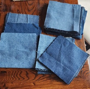 45 Rotary Cut Denim Jean Fabric Squares 6" X 6" Quilting Crafts Upcycled - Picture 1 of 2