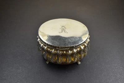 antike Deckeldose Silber Kopfp. mit Monogramm und Adelskrone, wohl Baron um 1880 - Bild 1 von 4