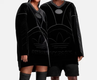 Camiseta Adidas IVY PARK Triple Negra Terciopelo Negro Moda Talla Grande Unisex Género Foto 1 de 4