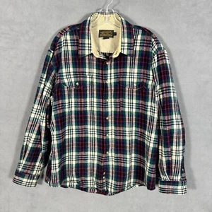 Eddie Bauer Vintage 90s Wool Shirt Mens XL Multicolor Plaid Flannel Button Up - Picture 1 of 18