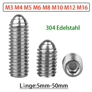 Edelstahl Gewindestifte mit Innensechskant Federkugelkopf Madenschrauben M3-M16 - Picture 1 of 70