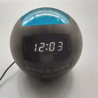 Mesqool Reloj Despertador Digital Redondo Grano Madera Radio Batería Respaldo Guardián del Tiempo Foto 1 de 4