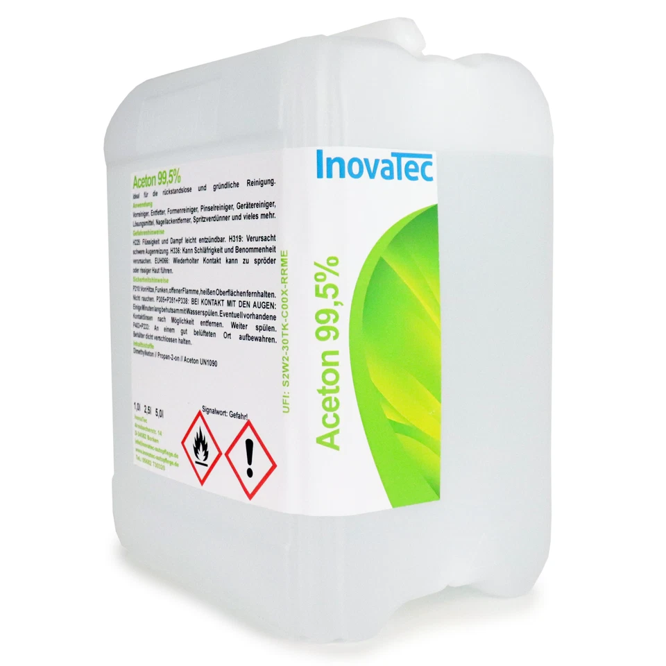 Aceton Lösungsmittel Entfetter Lackentferner Reinheit ≥ 99,5% 5,0Liter - Bild 1 von 1