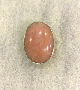 Sajen Sterling Large Oval Bezel-Set Pink Opal Ring  Size 7 1/2 - 10.1 Grams - Picture 1 of 12