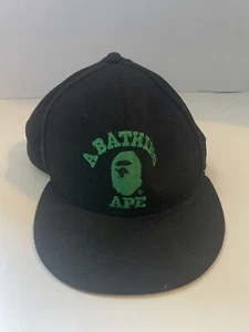 A Bathing Ape New Era Snapback Hat 9FIFTY Black with Green Ape Logo - Picture 1 of 3