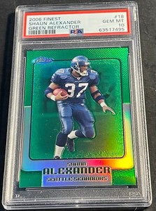 2008 SHAUN ALEXANDER FINEST GREEN REFRACTOR #18 PSA 10 034/199  POP 2 (495)