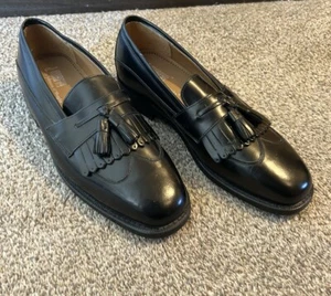J. Murphy/Johnston Murphy Loafers Black Leather Kiltie Tassel Shoes Size 9M - Picture 1 of 11