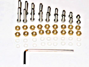 Record Player Cartridge Screws Stainless Steel Brass Nuts and Nylon Washers kit - Picture 1 of 12