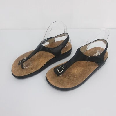 SAS Marina T-Strap Wide Sandals Womens Size 7 W Leather Cork Thong Shoes Buckle - Image 1 of 4