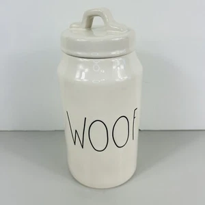 Rae Dunn Barattolo Trattamento Biscotti per Cani Biscotti Barattolo Ceramica 10" WOOF con Coperchio di Magenta - Foto 1 di 11