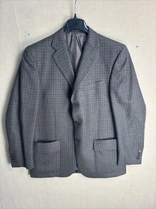 Murano Collezione Mens 42R Sport Coat Jacket 3 Button Brown Plaid Wool bespoke - Picture 1 of 14