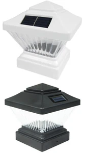 4 Pk Black / White 4 x 4 Solar Post Lights Outdoor LED Deck Cap Fence Lamp Vinyl - Picture 1 of 15