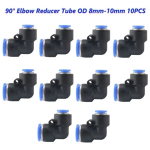 Pneumatic Push to Connect Fittings 90° Elbow Reducing Tube OD 8mm - 10mm 10PCS - Picture 1 of 8