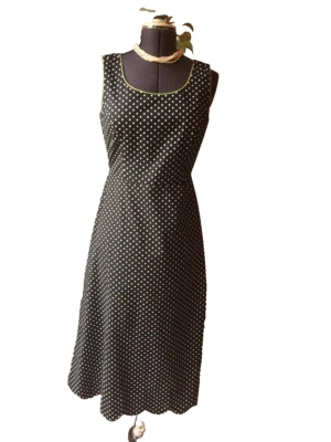 Vestido para mujer Coldwater Creek a lunares blanco y negro recortado con verde talla 10 Foto 1 de 4