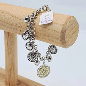 Lia Sophia FASCINATION Silver Charm Bracelet 7-8.5” Adjustable Crystal Accents - Picture 1 of 6