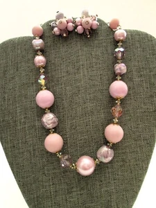 Vendome Signed Beaded Necklace and Earrings - Picture 1 of 11