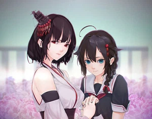 Anime Girls Holding Hands School Uniform Japanese Gaming Mat Desk 37330 - Picture 1 of 1