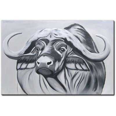 ORIGINAL Acryl Bild Gemälde Büffel Abstrakt Malerei Kunst Modern Tier HANDGEMALT - Bild 1 von 4