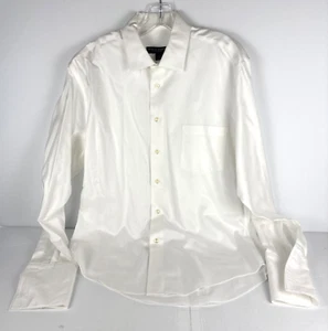 Pronto Uomo Men's White 16.5 34/35 Dress Shirt 100% Cotton French Cuff - Picture 1 of 13