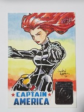 Captain America 75th Sketch Card Black Widow by Justin Ayers
