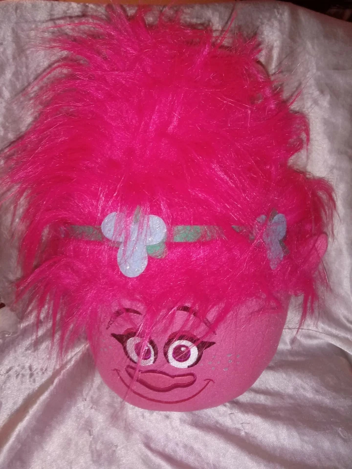 DREAMWORKS TROLLS POPPY PINK HAIR HALLOWEEN CANDY TREAT PLUSH BUCKET PAIL KIDS - Image 1 of 4