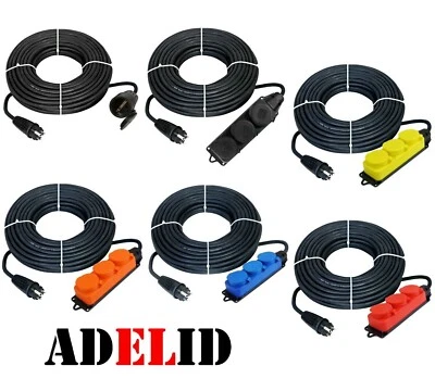 Verlängerungskabel IP44 Außen Gummikabel Strom 3x1,5mm 2/5/10/15/20/25/30/40/50M - Bild 1 von 4