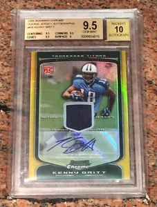 KENNY BRITT 2009 Bowman Cromo ORO Rookie Maglia Rifrattore Auto BGS 9.5/10 - Foto 1 di 1