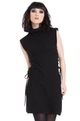 VESTIDO GÓTICO CUELLO TORTUGA TEJIDO JAWBREAKER ROCKABILLY GÓTICO PUNK DRA8440 Foto 1 de 4