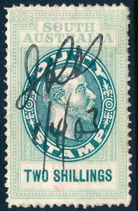99c START! South Australia 1902 2/ fiscal stamp, red, Barefoot #5, used - Picture 1 of 4