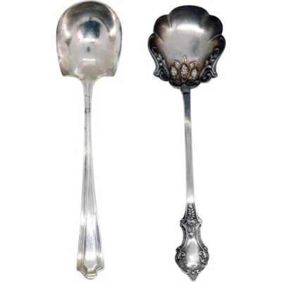 2 cucharas antiguas de gelatina/conservación de plata esterlina American Manchester Silver Co. Foto 1 de 4
