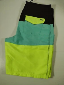 Hurley Boys' Board Shorts Multicolor yellow green black Swim Trunks sz 18. - Picture 1 of 8
