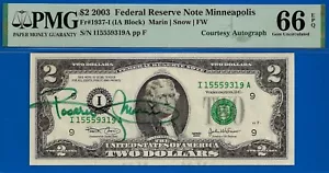 2003 $2 Federal Reserve Note - PMG 66EPQ - Signed by Treasurer Rosario Marin - Picture 1 of 2