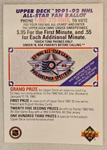 Upper Deck 1991-92 NHL All-Star Fan Ballot Philadelphia Flyers Spectrum Arena - Picture 1 of 4