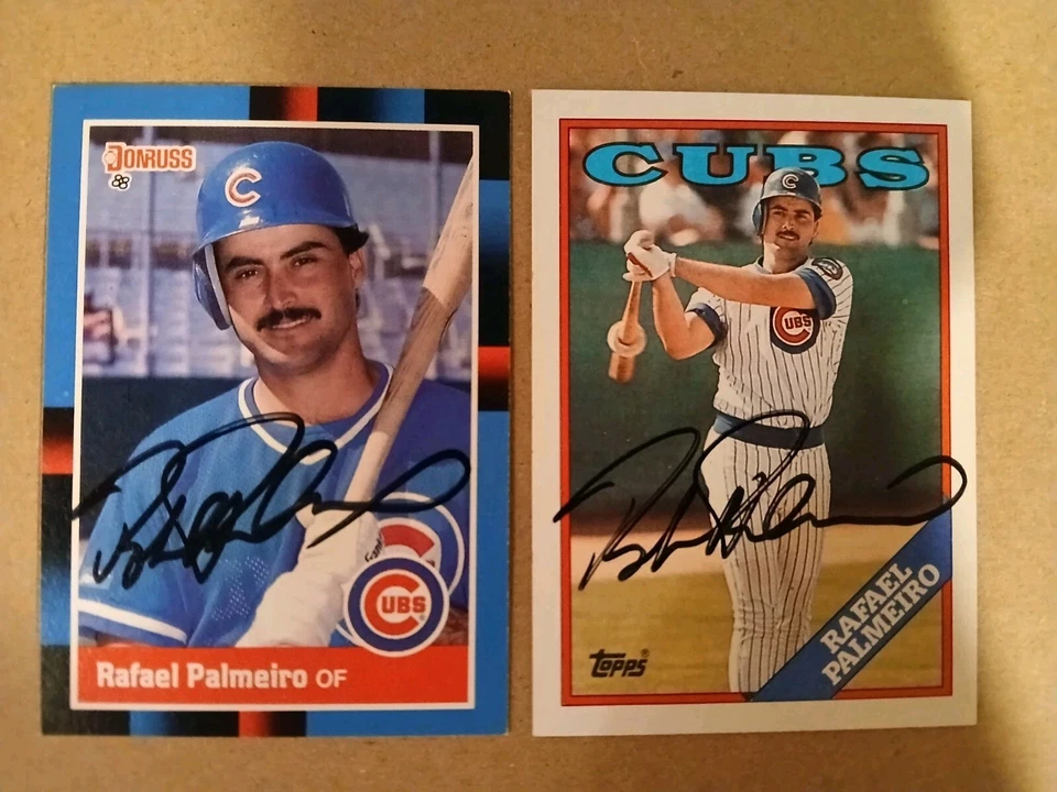 1988 Topps Rafael Palmeiro #186 & 1988 Donruss #324 ( Both Autographed )  - Image 1 of 4