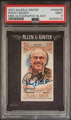 2021 Topps Allen & Ginter Rocky Bleier Mini Auto Autograph Black 14/25 PSA 9 - Image 1 of 2