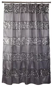 Popular Bath 7 Piece Sinatra Silver Shower Curtain, Rugs and Resin Accessory Set - Picture 1 of 6