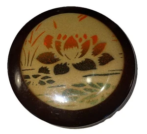Vintage HTF RareRin Tin Pin Laura Thornhill Celluloid Button/pin Lily Pad Flower - Picture 1 of 4