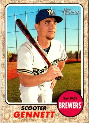 2017 Topps Heritage Scooter Gennett #262 Milwaukee Brewers Baseball Card - Image 1 of 2