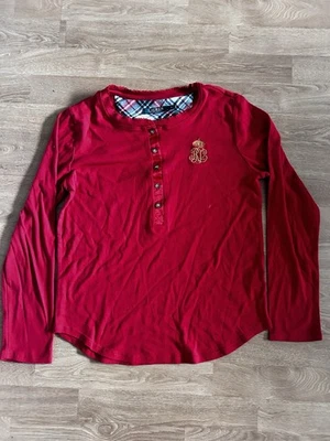 Vintage Red Polo Ralph Lauren Long Sleeve Tshirt For Woman Embroidered Logo Med - Image 1 of 4