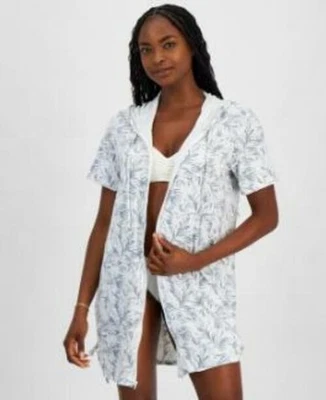 J Valdi Capucha Cremallera Frontal Lateral Fruncido Natación Encubrimiento Gris Blanco S Foto 1 de 3