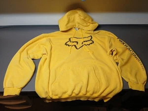  Fox Hoodie Unisex L Racing Motocross Hoodie Yellow Vintage Y2K - Picture 1 of 18
