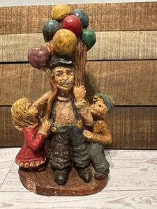 1973 SILVANO Signed Statue of Man & Boy & Girl with Balloons READ DESCRIPTION - Picture 1 of 12