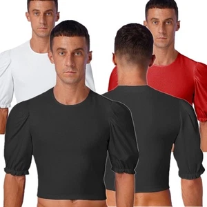 Herren Ballett Tanz Samt Tops Rundhals Halbarm Pullover Baselayer Shirt Oberteil - Bild 1 von 38