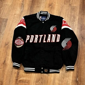 Vintage Portland Trailblazers Jacket JH Design Mens Med NBA Jeff Hamilton Nascar - Picture 1 of 10