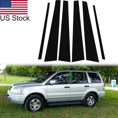 Глянцевые черные накладки на стойки стойки окна двери для Honda Pilot 2003-2008 6 шт. - Изображение 1 из 4