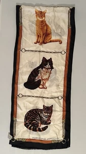 Bufanda Adrienne Vittadini para mujer larga de seda con estampado de gato hecha en Japón rara de colección - Imagen 1 de 11